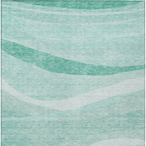 Homeroots 3' Artichoke Green And Ivory Abstract Washable Area Rug For Indoor And Outdoor Spaces, Durable Design 10' X 14' Polyester 603706