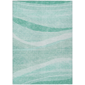 HomeRoots 5' Aqua and Sky Blue Abstract Area Rug - Stylish, Washable, Indoor/Outdoor, Stain-Resistant Design 10' X 14' 603706
