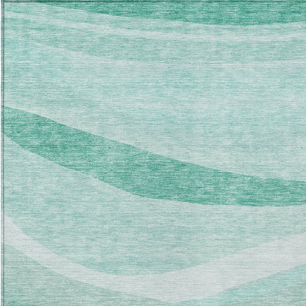 Homeroots 3' Artichoke Green And Ivory Abstract Washable Area Rug For Indoor And Outdoor Spaces, Durable Design 10' X 14' Polyester 603706