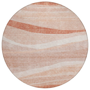 HomeRoots 5' Salmon and Pink Abstract Area Rug – Stylish, Washable, Durable for Indoor and Outdoor Spaces 8' Round 603709