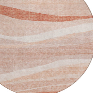 Homeroots 3' Artichoke Green And Ivory Abstract Washable Area Rug For Indoor And Outdoor Spaces, Durable Design 8' Round Polyester 603709