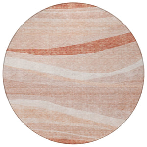 Homeroots 3' Artichoke Green And Ivory Abstract Washable Area Rug For Indoor And Outdoor Spaces, Durable Design 8' Round Polyester 603709