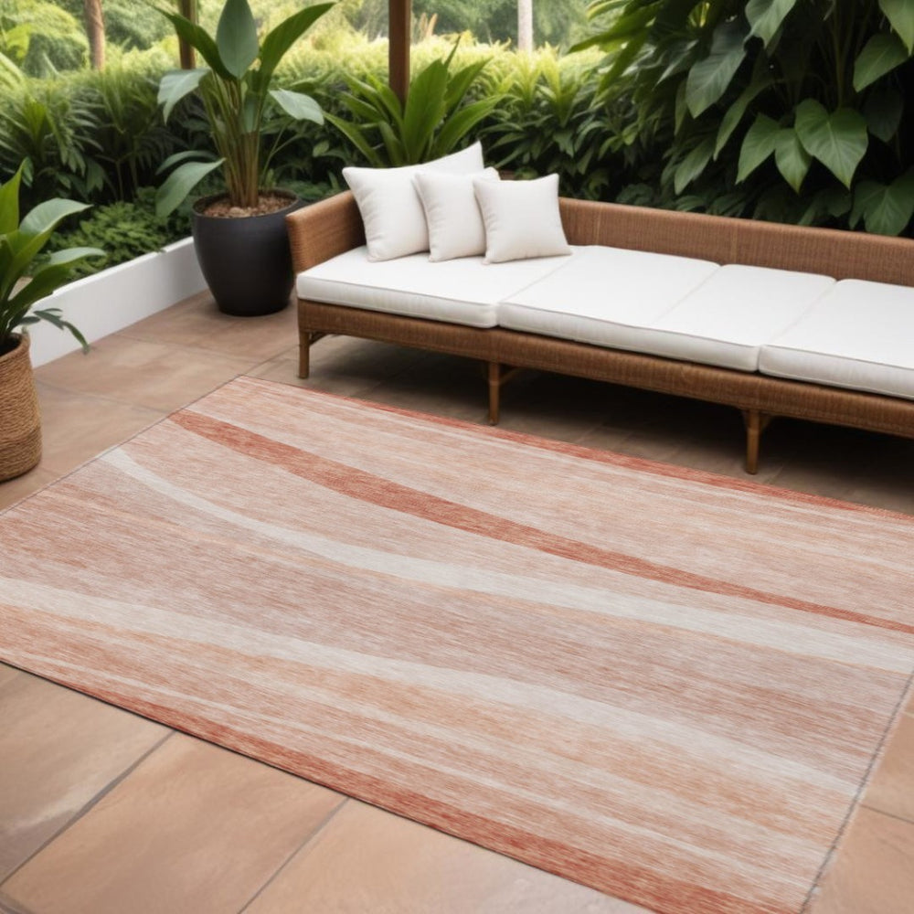 HomeRoots 5' Salmon and Pink Abstract Area Rug – Stylish, Washable, Durable for Indoor and Outdoor Spaces 10' X 14' 603712