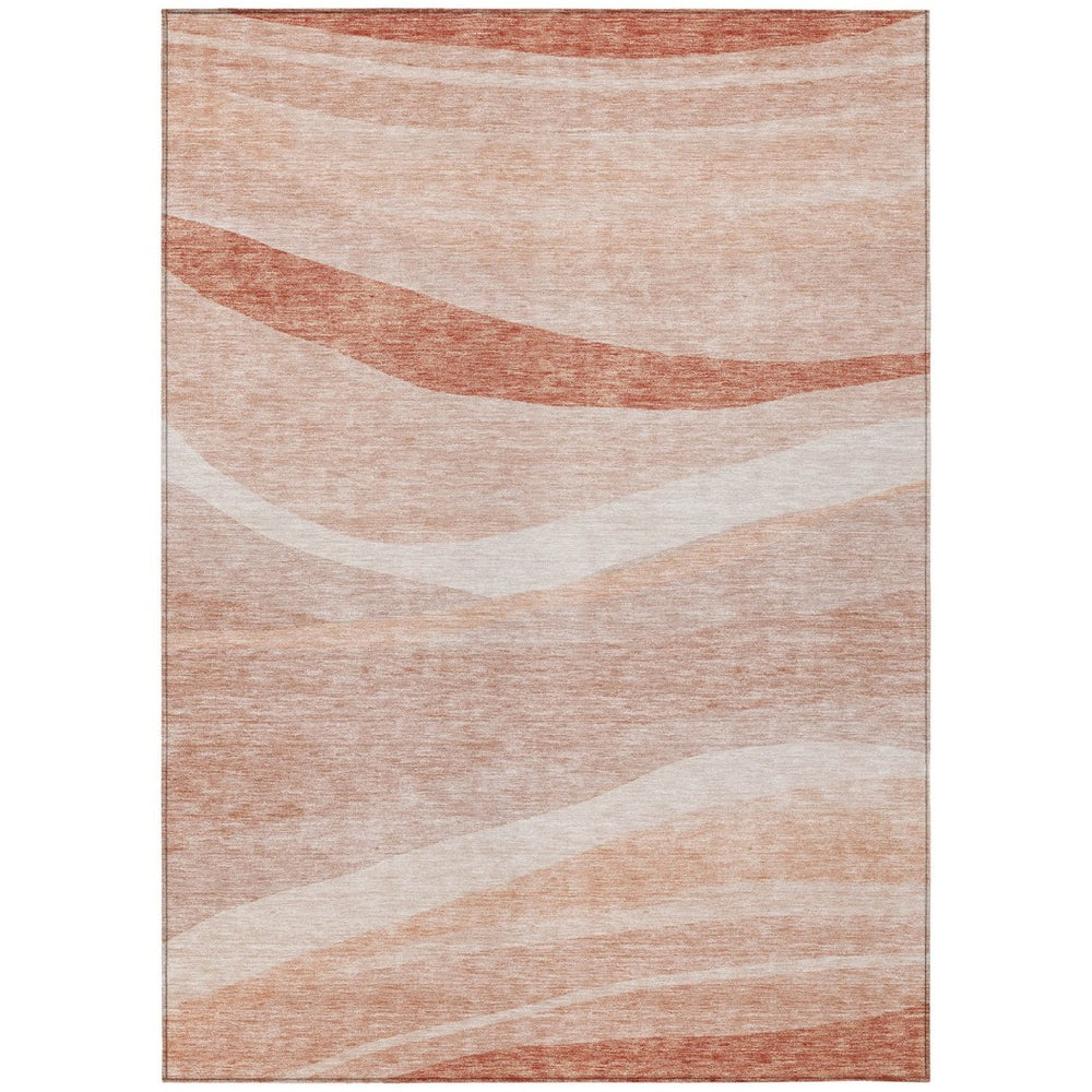 HomeRoots 5' Salmon and Pink Abstract Area Rug – Stylish, Washable, Durable for Indoor and Outdoor Spaces 10' X 14' 603712