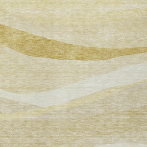 Homeroots 3' Artichoke Green And Ivory Abstract Washable Area Rug For Indoor And Outdoor Spaces, Durable Design 5' X 8' Polyester 603714