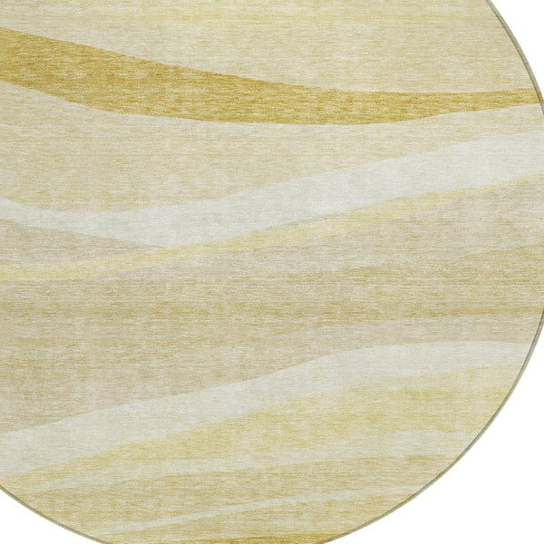 Homeroots 3' Artichoke Green And Ivory Abstract Washable Area Rug For Indoor And Outdoor Spaces, Durable Design 8' Round Polyester 603715