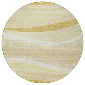 Homeroots 3' Artichoke Green And Ivory Abstract Washable Area Rug For Indoor And Outdoor Spaces, Durable Design 8' Round Polyester 603715