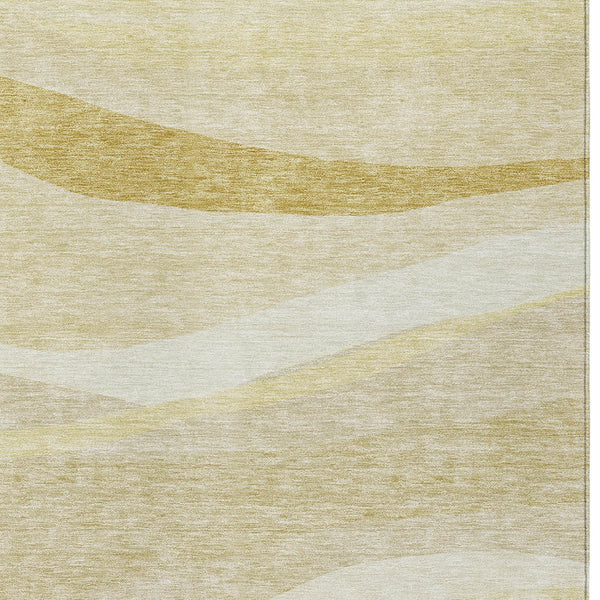 Homeroots 3' Artichoke Green And Ivory Abstract Washable Area Rug For Indoor And Outdoor Spaces, Durable Design 8' X 10' Polyester 603716