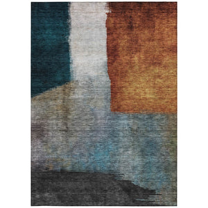 Homeroots 3' Copper Green And Gray Abstract Washable Area Rug - Perfect For Indoor And Outdoor Spaces! 3' X 5' Polyester 603719