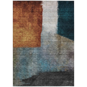 HomeRoots 5' Copper Green and Gray Abstract Area Rug - Stylish, Washable for Indoor & Outdoor Versatility 5' X 8' 603720
