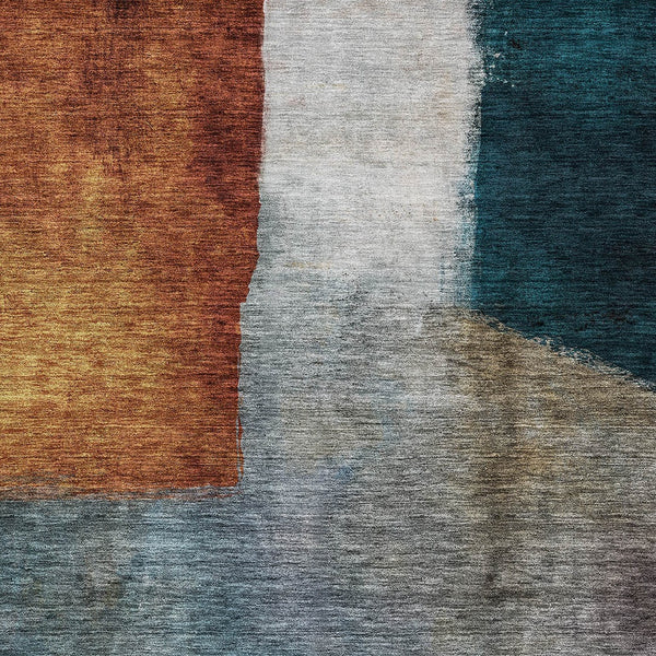 Homeroots 3' Copper Green And Gray Abstract Washable Area Rug - Perfect For Indoor And Outdoor Spaces! 5' X 8' Polyester 603720