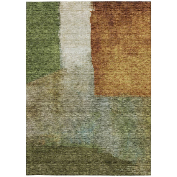 Homeroots 3' Copper Green And Gray Abstract Washable Area Rug - Perfect For Indoor And Outdoor Spaces! 3' X 5' Polyester 603725