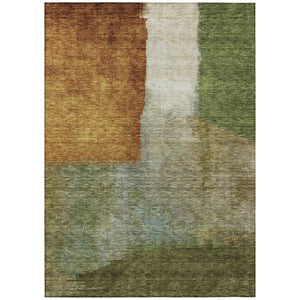 HomeRoots 5' Contemporary Green Copper Beige Abstract Washable Area Rug for Indoor and Outdoor Spaces 8' X 10' 603728