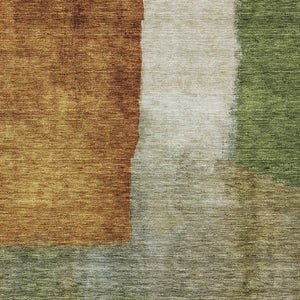 Homeroots 3' Copper Green And Gray Abstract Washable Area Rug - Perfect For Indoor And Outdoor Spaces! 8' X 10' Polyester 603728