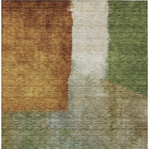 Homeroots 3' Copper Green And Gray Abstract Washable Area Rug - Perfect For Indoor And Outdoor Spaces! 9' X 12' Polyester 603729