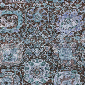 Homeroots 3' Stylish Chocolate And Aqua Damask Washable Area Rug For Indoor And Outdoor Spaces, Durable Design 3' X 5' Polyester 603731
