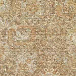 Homeroots 3' Stylish Chocolate And Aqua Damask Washable Area Rug For Indoor And Outdoor Spaces, Durable Design 5' X 8' Polyester 603738