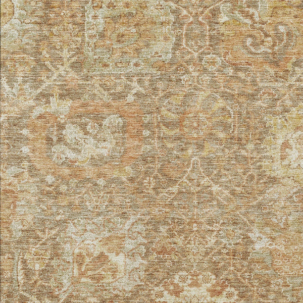 Homeroots 3' Stylish Chocolate And Aqua Damask Washable Area Rug For Indoor And Outdoor Spaces, Durable Design 5' X 8' Polyester 603738