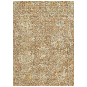 Homeroots 3' Stylish Chocolate And Aqua Damask Washable Area Rug For Indoor And Outdoor Spaces, Durable Design 9' X 12' Polyester 603741