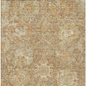 Homeroots 3' Stylish Chocolate And Aqua Damask Washable Area Rug For Indoor And Outdoor Spaces, Durable Design 9' X 12' Polyester 603741