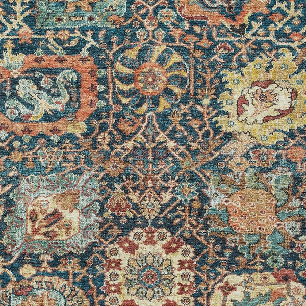 Homeroots 3' Stylish Chocolate And Aqua Damask Washable Area Rug For Indoor And Outdoor Spaces, Durable Design 3' X 5' Polyester 603743