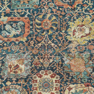 Homeroots 3' Stylish Chocolate And Aqua Damask Washable Area Rug For Indoor And Outdoor Spaces, Durable Design 8' X 10' Polyester 603746