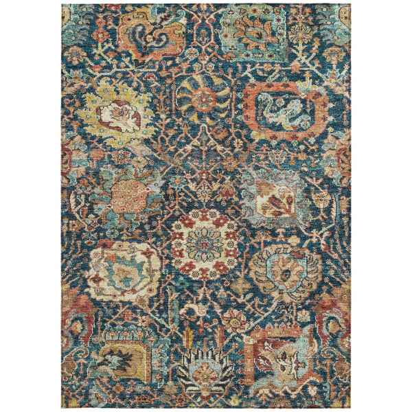Homeroots 3' Stylish Chocolate And Aqua Damask Washable Area Rug For Indoor And Outdoor Spaces, Durable Design 10' X 14' Polyester 603748