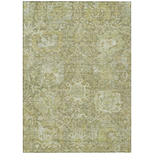 HomeRoots 5' Sage and Green Damask Area Rug - Stylish, Durable, Washable Design for Indoor and Outdoor Spaces 5' X 8' 603750