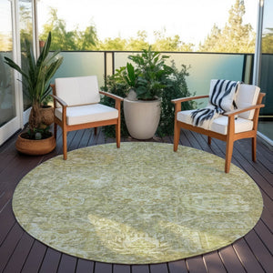 Homeroots 3' Stylish Chocolate And Aqua Damask Washable Area Rug For Indoor And Outdoor Spaces, Durable Design 8' Round Polyester 603751