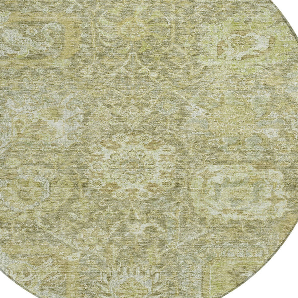 Homeroots 3' Stylish Chocolate And Aqua Damask Washable Area Rug For Indoor And Outdoor Spaces, Durable Design 8' Round Polyester 603751