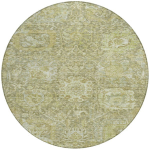 Homeroots 3' Stylish Chocolate And Aqua Damask Washable Area Rug For Indoor And Outdoor Spaces, Durable Design 8' Round Polyester 603751