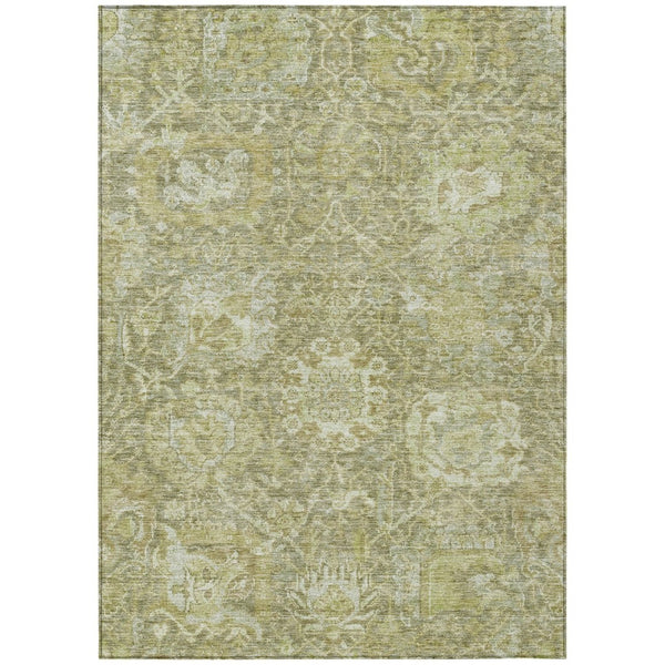 HomeRoots 5' Sage and Green Damask Area Rug - Stylish, Durable, Washable Design for Indoor and Outdoor Spaces 8' X 10' 603752