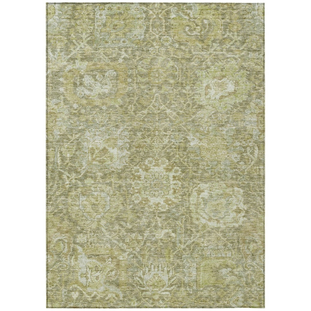 HomeRoots 9' X 12' Sage and Green Damask Area Rug – Elegant, Washable, Durable for Indoor and Outdoor Spaces 603753