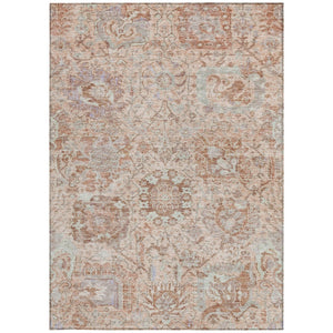 HomeRoots 5' Coral and Gray Damask Area Rug - Stylish, Durable, and Machine Washable for Indoor or Outdoor Use 5' X 8' 603756