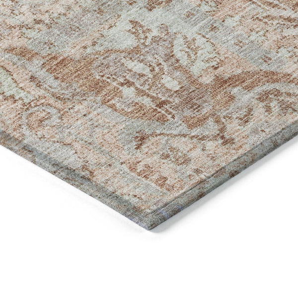 HomeRoots 5' Coral and Gray Damask Area Rug - Stylish, Durable, and Machine Washable for Indoor or Outdoor Use 5' X 8' 603756