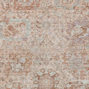 HomeRoots 5' Coral and Gray Damask Area Rug - Stylish, Durable, and Machine Washable for Indoor or Outdoor Use 8' X 10' 603758
