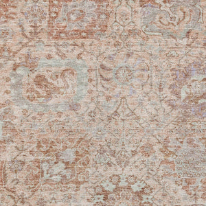 HomeRoots 5' Coral and Gray Damask Area Rug - Stylish, Durable, and Machine Washable for Indoor or Outdoor Use 10' X 14' 603760