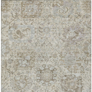 HomeRoots 9' X 12' Elegant Washable Damask Area Rug in Ivory, Brown & Gray - Perfect for Indoor & Outdoor Use 603765