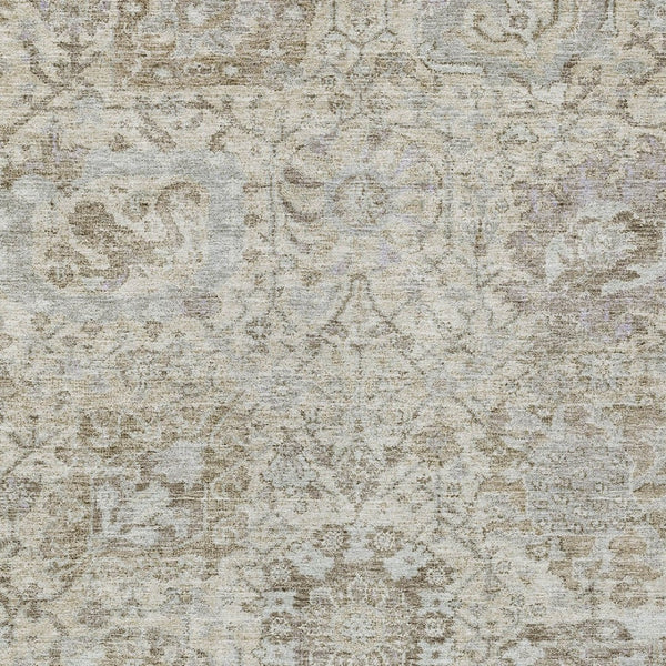 HomeRoots 9' X 12' Elegant Washable Damask Area Rug in Ivory, Brown & Gray - Perfect for Indoor & Outdoor Use 603765