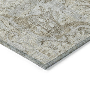 HomeRoots 5' Elegant Damask Indoor Outdoor Area Rug in Ivory, Brown & Gray - Durable, Washable, Versatile Design 10' X 14' 603766