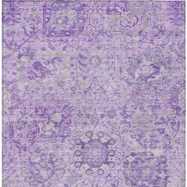 HomeRoots 5' Timeless Lavender and Gray Damask Area Rug for Indoor and Outdoor Spaces – Durable, Washable Design 5' X 8' 603768