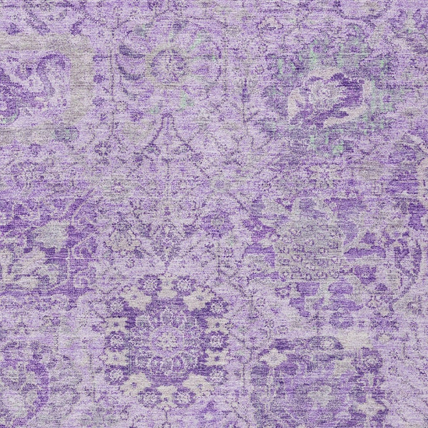 HomeRoots 5' Timeless Lavender and Gray Damask Area Rug for Indoor and Outdoor Spaces – Durable, Washable Design 5' X 8' 603768