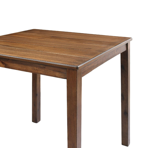 English Elm Walnut 5pc Counter Height Dining Set with Square Table & 4 Slat-Back Chairs, Transitional Style, Easy Assembly B2741P381504