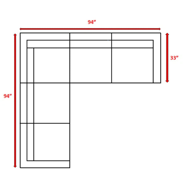 English Elm Luxury Outdoor Sectional Lounge Set — Fully Assembled L-Shape, Modular, UV & Water-Resistant Cushions B120S00098