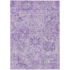 HomeRoots 5' Timeless Lavender and Gray Damask Area Rug for Indoor and Outdoor Spaces – Durable, Washable Design 8' X 10' 603770