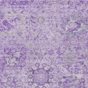 HomeRoots 5' Timeless Lavender and Gray Damask Area Rug for Indoor and Outdoor Spaces – Durable, Washable Design 8' X 10' 603770