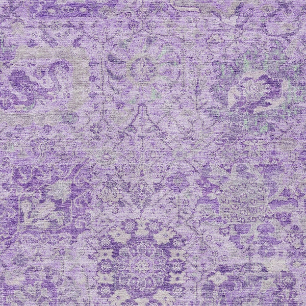 HomeRoots 5' Timeless Lavender and Gray Damask Area Rug for Indoor and Outdoor Spaces – Durable, Washable Design 8' X 10' 603770