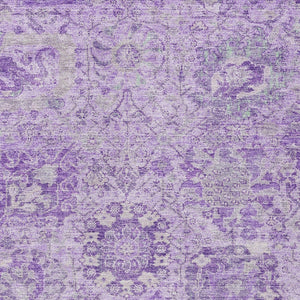 HomeRoots 9' X 12' Elegant Lavender & Gray Damask Rug - Washable Indoor/Outdoor, Stain-Resistant Design! 603771