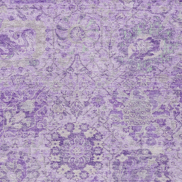 HomeRoots 9' X 12' Elegant Lavender & Gray Damask Rug - Washable Indoor/Outdoor, Stain-Resistant Design! 603771
