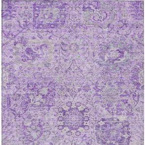 HomeRoots 5' Timeless Lavender and Gray Damask Area Rug for Indoor and Outdoor Spaces – Durable, Washable Design 10' X 14' 603772